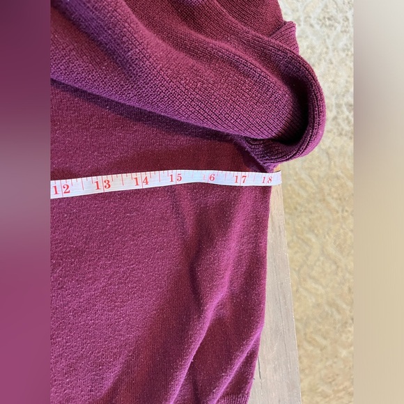 Banana Republic Long Puff Sleeve Burgundy Square Neck Crop Sweater Small - Picture 4 of 9
